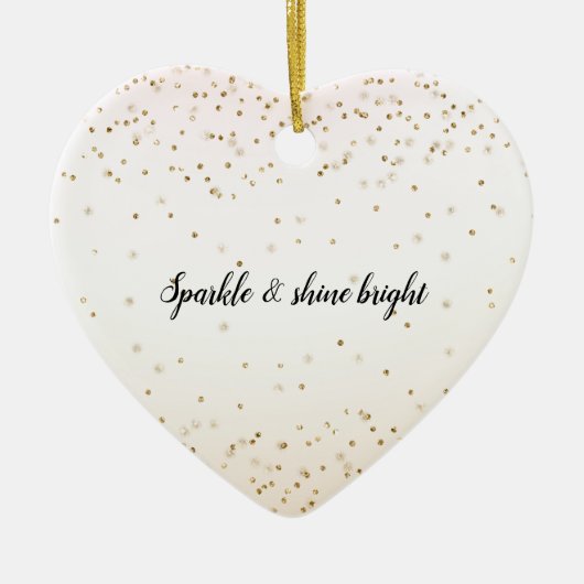 Blush Pink White Peach Ombre Gold Confetti Keramik Ornament (Vorne)
