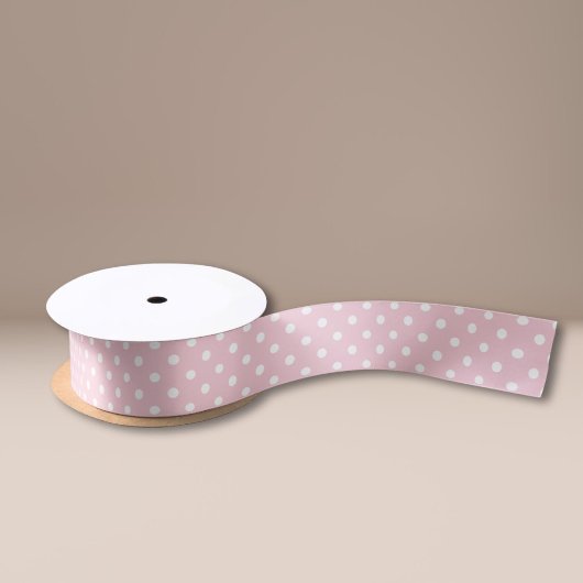 Blush Pink White Polka Dots Satinband