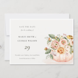 Blush Pink White Pumpkin Floral Save the Date Card Dankeskarte