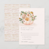 Blush Pink White Pumpkin Floral Wedding RSVP Begleitkarte (Vorne/Hinten)