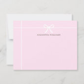 Blush Pink White Ribbon Bow Classic Elegant Einfac Mitteilungskarte (Vorderseite)