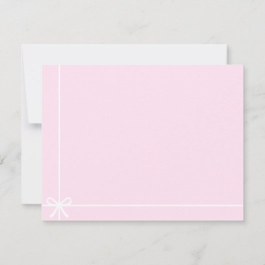 Blush Pink White Ribbon Bow Classic Elegant Einfac Mitteilungskarte (Rückseite)
