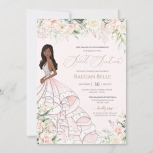Blush Pink White Roses Luxus Gown 16 . Geburtstag Einladung