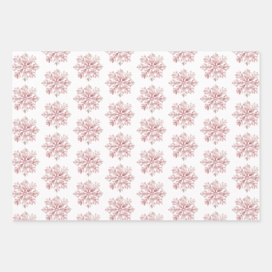Blush Pink White Snowflakes Christmas Geschenkpapier Set (Vorderseite 2)
