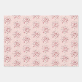 Blush Pink White Snowflakes Christmas Geschenkpapier Set
