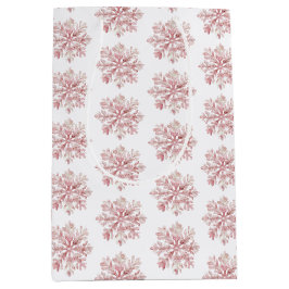 Blush Pink White Snowflakes Christmas Mittlere Geschenktüte