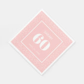 Blush Pink White Stardust Glitzer 60. Geburtstag Serviette (Ecke)