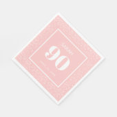 Blush Pink White Stardust Glitzer 90. Geburtstag Serviette (Ecke)