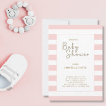 Blush Pink White Striped Girl Babydusche