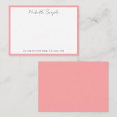 Blush Pink White Typography Script Name Minimalist Mitteilungskarte (Vorne/Hinten)