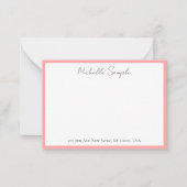 Blush Pink White Typography Script Name Minimalist Mitteilungskarte (Vorderseite)