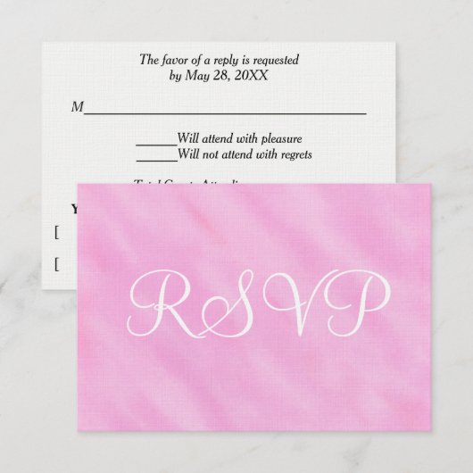 Blush Pink White Watercolor Wedding RSVP Karte (Vorne/Hinten)