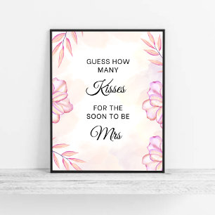 Blush Pink Wie viele Kisses Brautparty Game Poster