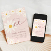 Blush Pink Wild One Daisy 1st Birthday Einladung