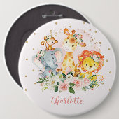 Blush Pink Wild One Jungle Birthday Party Favorite Button (Vorne & Hinten)