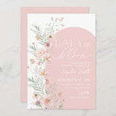 Blush Pink Wildblume Baby in Bloom Baby Dusche Einladung (Vorne/Hinten)