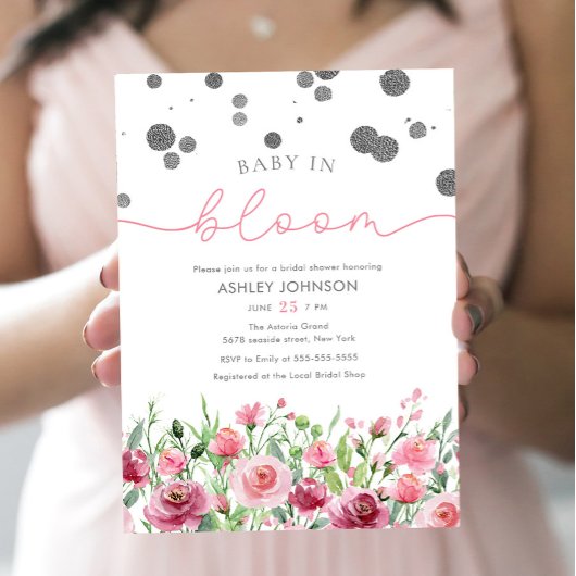 Blush Pink Wildblume Baby in Blütendusche Mädchen Einladung