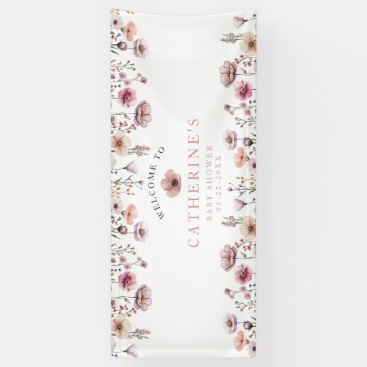 Blush Pink Wildblume Babyduschbanner - Boho Fl Banner (Vertikal)