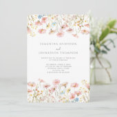 Blush Pink Wildblume Bloral Wedding Einladung (Stehend Vorderseite)