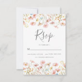 Blush Pink Wildblume Bloral Wedding RSVP Karte (Vorderseite)