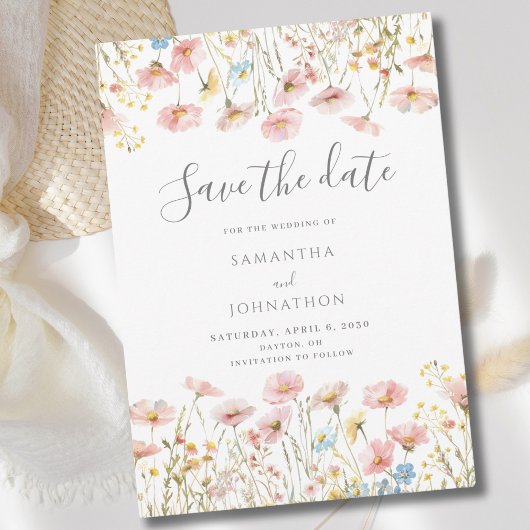 Blush Pink Wildblume Bloral Wedding Save The Date