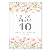 Blush Pink Wildblume Blumenwasser Hochzeit Tischnummer (Rückseite)