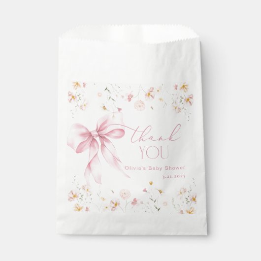Blush Pink Wildblume Bow Baby in Bloom Geschenktütchen (Vorderseite)