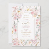 Blush Pink Wildblume Butterfly Garden Wedding Einladung (Vorderseite)
