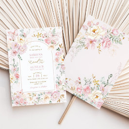 Blush Pink Wildblume Butterfly Garden Wedding Einladung