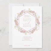 Blush Pink Wildblume Eleganter QR Code Hochzeit Einladung (Vorderseite)