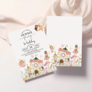 Blush Pink Wildblume Fairy 1. Geburtstag Einladung
