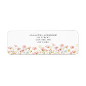 Blush Pink Wildblume Floral Return Address Label (Vorne)