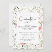 Blush Pink Wildblume Foto Graduation Party Einladung (Vorderseite)