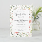 Blush Pink Wildblume Frame Graduation Party Einladung (Stehend Vorderseite)