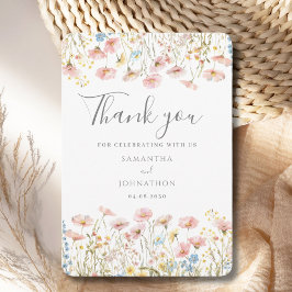Blush Pink Wildblume Hochzeit Flat Danke Karte
