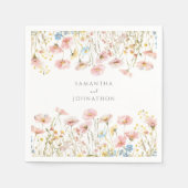 Blush Pink Wildblume Hochzeit Serviette (Vorderseite)