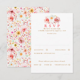 Blush Pink Wildblume Wedding RSVP Card Karte