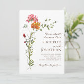 Blush Pink Wildblumen Christliche Hochzeit Einladung (Stehend Vorderseite)