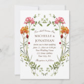 Blush Pink Wildblumen Kranz Christliche Hochzeit Einladung (Vorderseite)