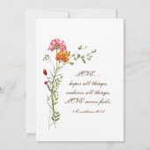 Blush Pink Wildblumen Kranz Christliche Hochzeit Einladung (Rückseite)