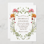 Blush Pink Wildblumen Kranz Christliche Hochzeit Einladung (Vorne/Hinten)