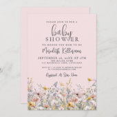 Blush Pink Wildflower Baby Shower Einladung (Vorne/Hinten)