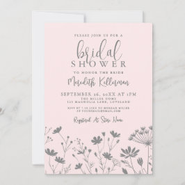 Blush Pink Wildflower Bridal Shower Einladung