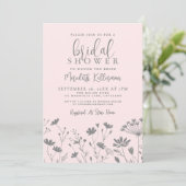 Blush Pink Wildflower Bridal Shower Einladung (Stehend Vorderseite)