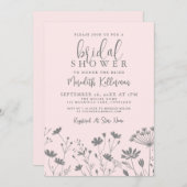 Blush Pink Wildflower Bridal Shower Einladung (Vorne/Hinten)