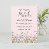 Blush Pink Wildflower Bridal Shower Einladung (Stehend Vorderseite)