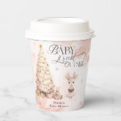 Blush Pink Winter Baby Deer Baby Dusche Pappbecher (Vorderseite)