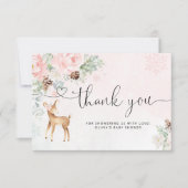 Blush pink Winter Baby Reh vielen Dank Karte (Vorderseite)