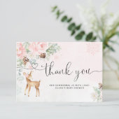 Blush pink Winter Baby Reh vielen Dank Karte (Stehend Vorderseite)