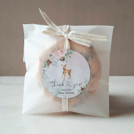 Blush pink Winter Baby Reh vielen Dank Runder Aufkleber